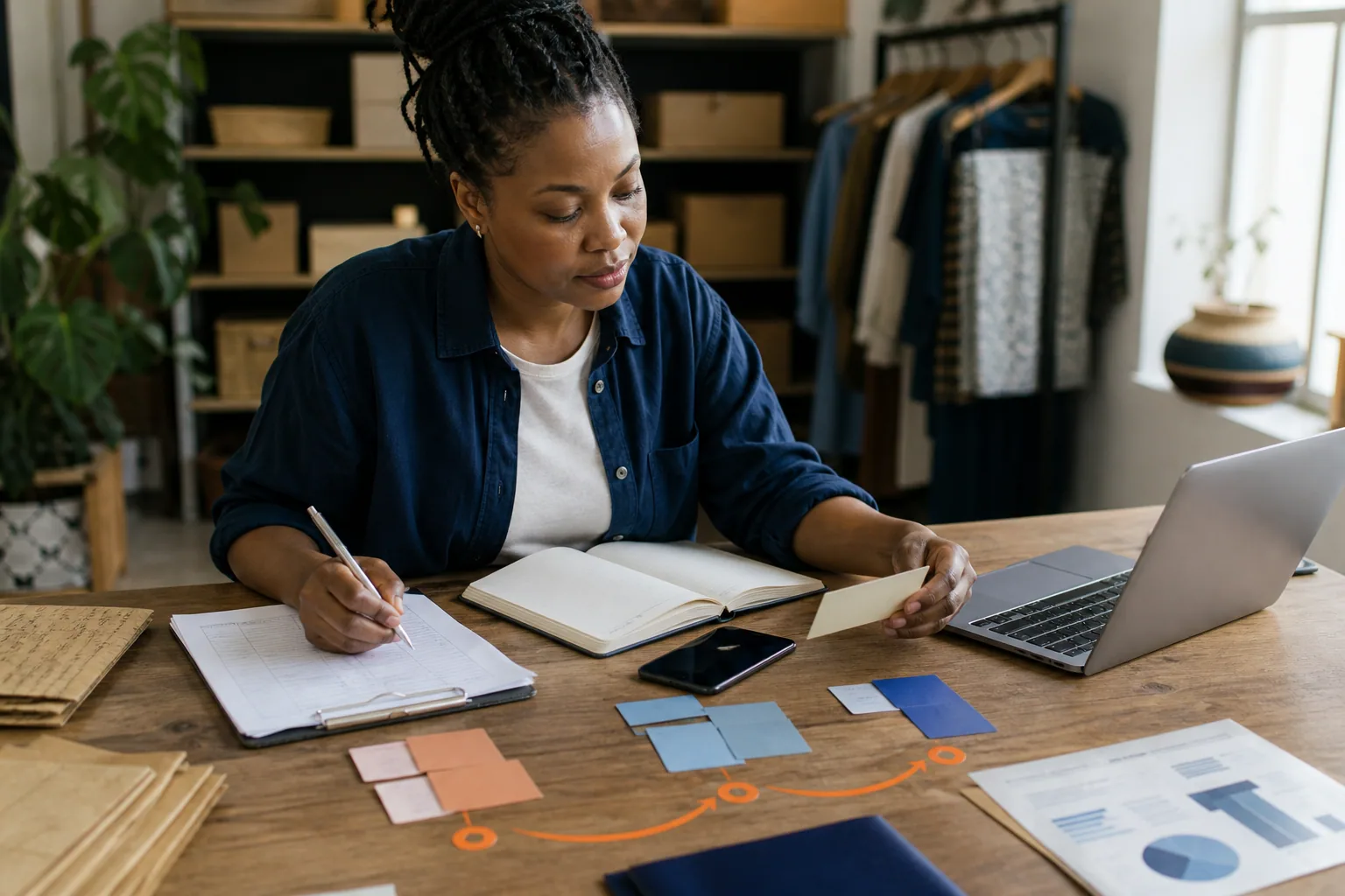 Entrepreneure structurant un problème avant une recommandation numérique
